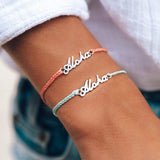 Silver Aloha Script Bracelet